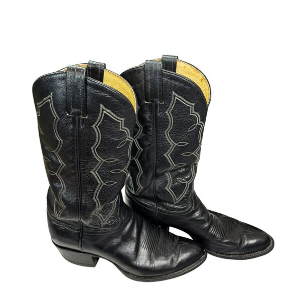 Tony Lama Vinatge Men’s Black Leather Western Cowboy Boots Size 9D Style 2964 - Picture 2 of 12